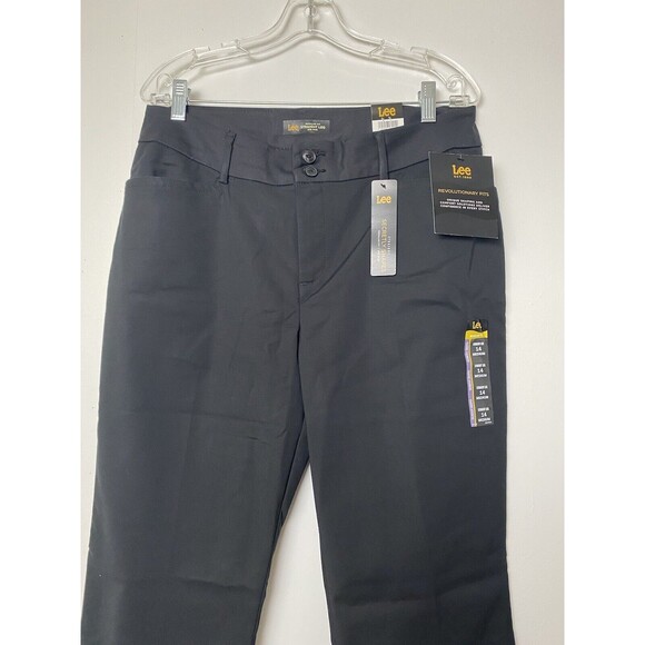 Lee Black Straight Leg Slacks Pants Office Business Women's Size 14 Medium - Picture 2 of 13